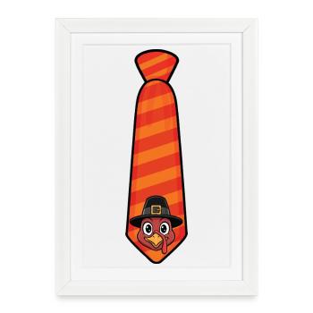 Thanksgiving cravate automne drôle style vacances - Affiche encadrée (27 × 37 cm) - blanc - Devant
