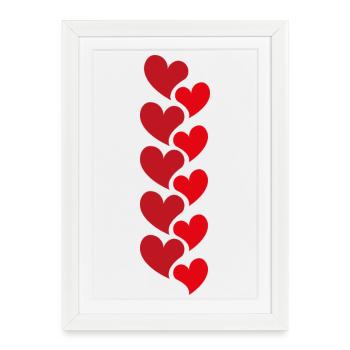 Guirlande de Cœur Rouge - Love Design - Affiche encadrée (27 × 37 cm) - blanc - Devant