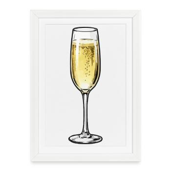 Sekt Glas Illustration - Framed poster (27 × 37 cm) - white - Front