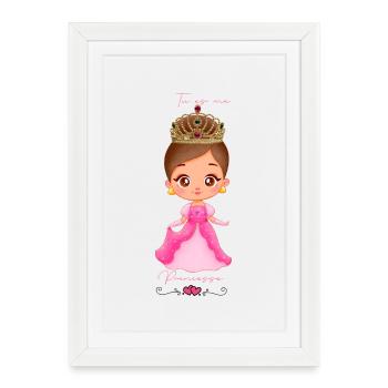 princesse en robe rose avec un diadème - Affiche encadrée (27 × 37 cm) - blanc - Devant