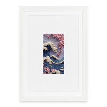 Relief de la fleur de cerisier des vagues - Affiche encadrée (27 × 37 cm) - blanc - Devant