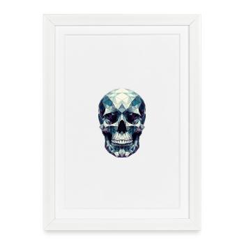 Un crâne coloré de style polygonal - Affiche encadrée (27 × 37 cm) - blanc - Devant