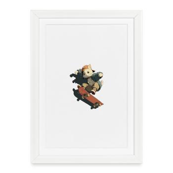 Streetwear Chat Skateboard - Affiche encadrée (27 × 37 cm) - blanc - Devant
