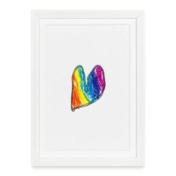 Crayon de cire en forme de cœur arc-en-ciel - Affiche encadrée (27 × 37 cm) - blanc - Devant