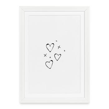 Heart – minimalist, handwriting, drawn - Framed poster (27 × 37 cm) - white - Front
