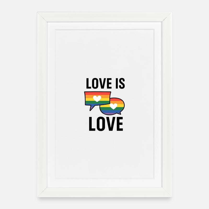 Regenbogen Liebe Sprechblasen - Gerahmtes Poster (27 × 37 cm) - Weiß
