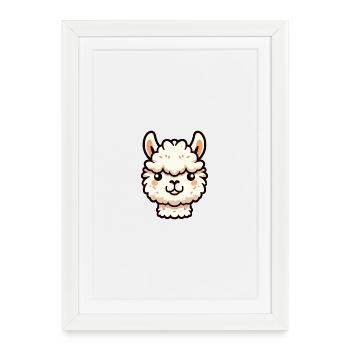 Alpaca Llama Head Comic Cartoon - Framed poster (27 × 37 cm) - white - Front