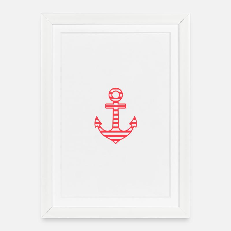 Anker Illustration - Gerahmtes Poster (27 × 37 cm) - Weiß