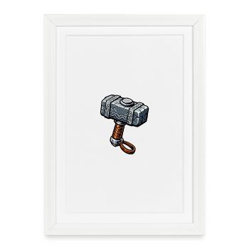 Graphismes du marteau runique Mjolnir - Affiche encadrée (27 × 37 cm) - blanc - Devant