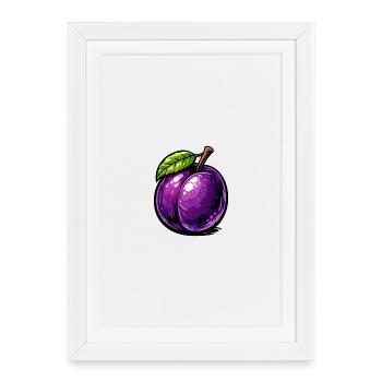 Prune de dessin animé aux riches tons violets et brillant - Affiche encadrée (27 × 37 cm) - blanc - Devant