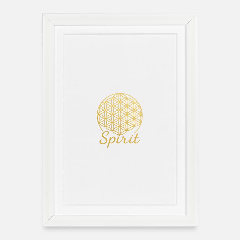 Lebensblume Spirit - Affiche encadrée (27 × 37 cm) - blanc
