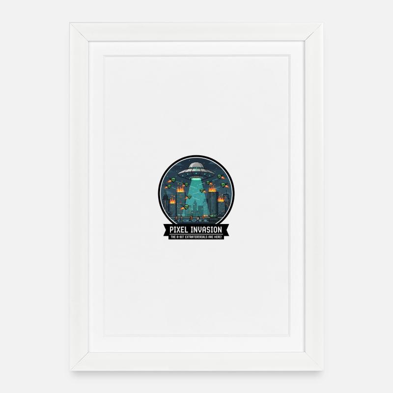 Pixel Invasion Citykrieg - Gerahmtes Poster (27 × 37 cm) - Weiß