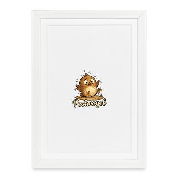 Pechvogel - süßer kleiner trotteliger Vogel - Gerahmtes Poster (27 × 37 cm) - Weiß - Vorne