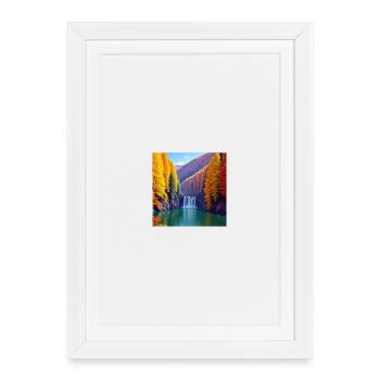 Cascade Automne Forêt Dorée - Affiche encadrée (27 × 37 cm) - blanc - Devant