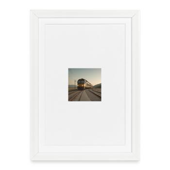 Train at dusk on the tracks - Framed poster (27 × 37 cm) - white - Front