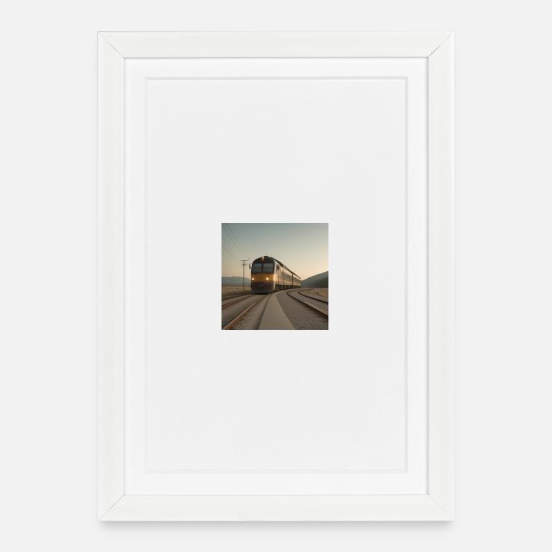 Trainieren Sie in der Abenddämmerung auf den Gleisen - Gerahmtes Poster (27 × 37 cm) - Weiß