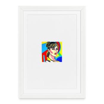 Portrait Pop Coloré - Affiche encadrée (27 × 37 cm) - blanc - Devant