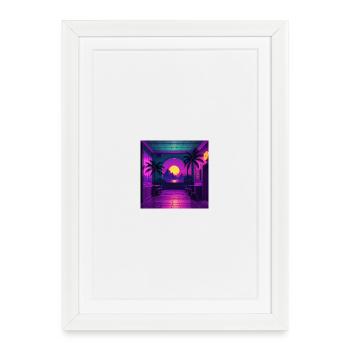 Coucher de soleil néon tropical intérieur - Affiche encadrée (27 × 37 cm) - blanc - Devant