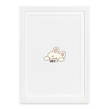 Cuddly Bunny Hey – Cute Cartoon Message - Framed poster (27 × 37 cm) - white - Front