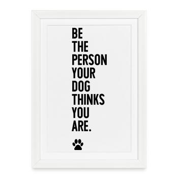 personne chien - Affiche encadrée (27 × 37 cm) - blanc - Devant