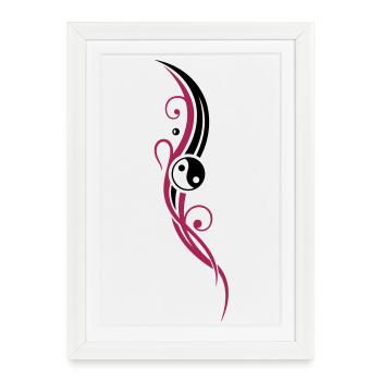 Yin & Yang symbol, Tribal and Tattoo Style. - Framed poster (27 × 37 cm) - white - Front