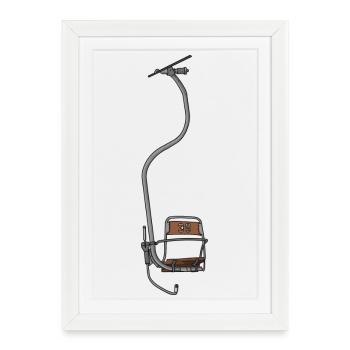 Télésiège 1 place - bois n° 39 - Affiche encadrée (27 × 37 cm) - blanc - Devant