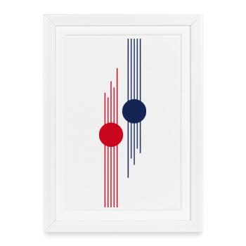 Red-Blue Geometric Pulse - Framed poster (27 × 37 cm) - white - Front