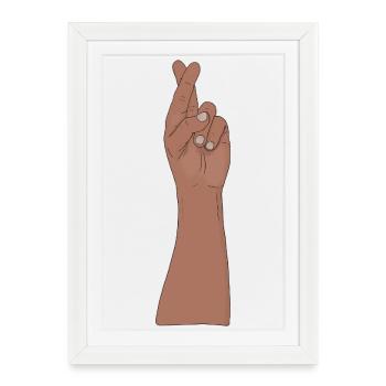 On croise les doigts, Vintage Bonne chance Espoir - Affiche encadrée (27 × 37 cm) - blanc - Devant