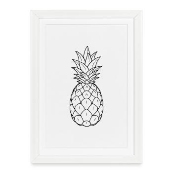 Minimalistic Pineapple - Framed poster (27 × 37 cm) - white - Front