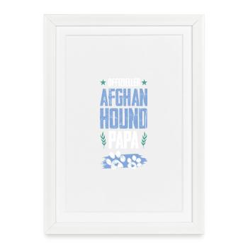 Chien de chasse afghan Chiens Papa - Affiche encadrée (27 × 37 cm) - blanc - Devant