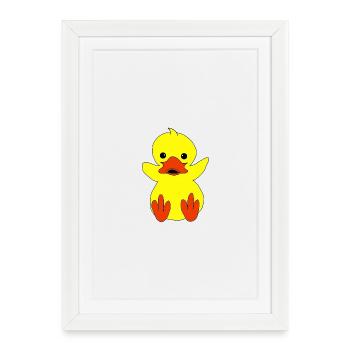 Croaking Yellow Duckling - Framed poster (27 × 37 cm) - white - Front
