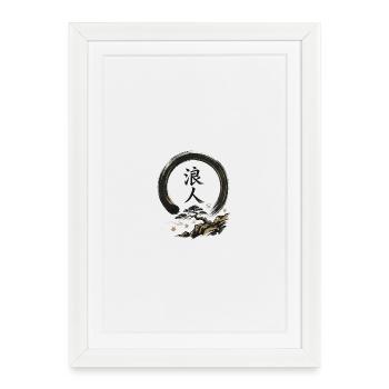 Ronin im Enso-Kreis - Gerahmtes Poster (27 × 37 cm) - Weiß - Vorne