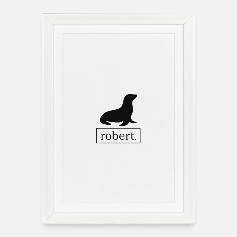 Robert phoque / phoque / Lion de mer - Affiche encadrée (27 × 37 cm) - blanc