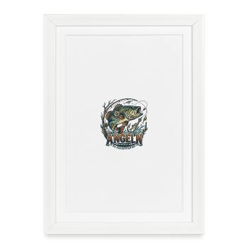 Angeln Logo Wilde Seen Flüsse - Gerahmtes Poster (27 × 37 cm) - Weiß - Vorne