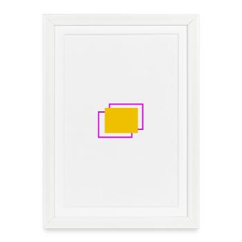 Cadre jaune et fuchsia en quinconce - Affiche encadrée (27 × 37 cm) - blanc - Devant