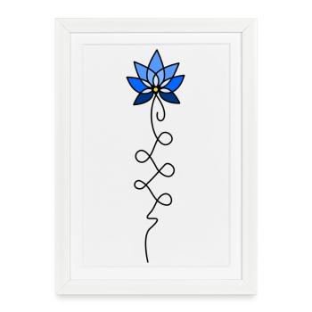 Fleur de lotus unalome - Affiche encadrée (27 × 37 cm) - blanc - Devant