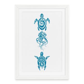 Deux tortues et une méduse - Affiche encadrée (27 × 37 cm) - blanc - Devant