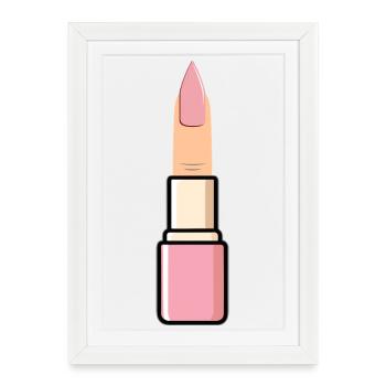 Rose à lèvres au doigt - Affiche encadrée (27 × 37 cm) - blanc - Devant
