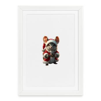 Christmas bunny in Santa outfit - Framed poster (27 × 37 cm) - white - Front