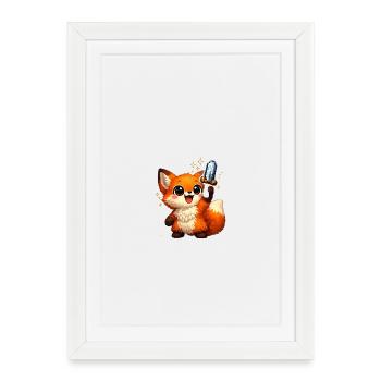 Kawaii Fox - Framed poster (27 × 37 cm) - white - Front