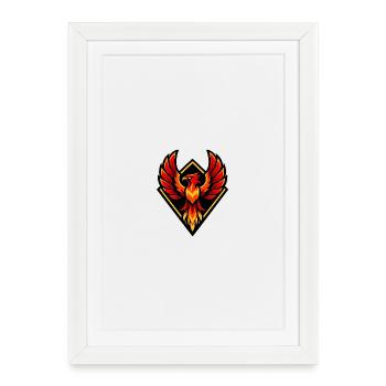 Fire Phoenix in Diamond Shield - Framed poster (27 × 37 cm) - white - Front