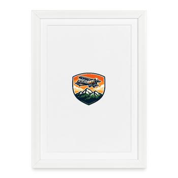 Vintage airplane over mountain landscape - Framed poster (27 × 37 cm) - white - Front