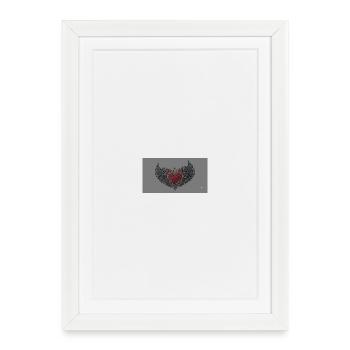 Flügelherz mit Flammen und Schädeln - Gerahmtes Poster (27 × 37 cm) - Weiß - Vorne