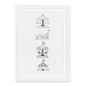 Retro Line Carousel - Framed poster (27 × 37 cm) - white - Front