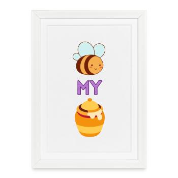 Bee with Honey - Framed poster (27 × 37 cm) - white - Front