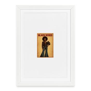 Roses Noires Afro Poster Vintage - Affiche encadrée (27 × 37 cm) - blanc - Devant