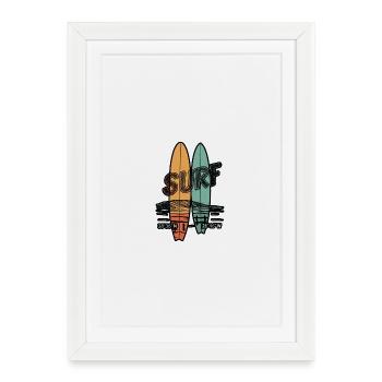 Retro Surfboards - Framed poster (27 × 37 cm) - white - Front