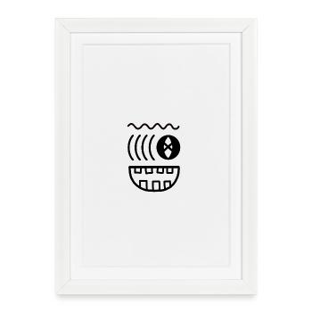 Visage de monstre ondulé - Affiche encadrée (27 × 37 cm) - blanc - Devant