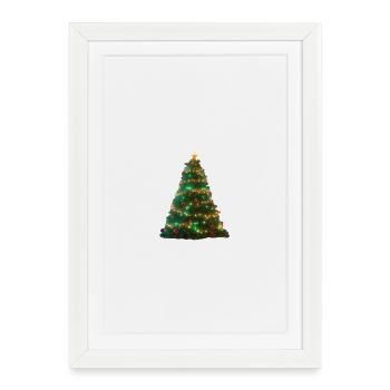 Lumières du sapin de Noël scintillantes - Affiche encadrée (27 × 37 cm) - blanc - Devant