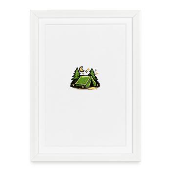Nächtliches Zeltlager im Wald - Gerahmtes Poster (27 × 37 cm) - Weiß - Vorne